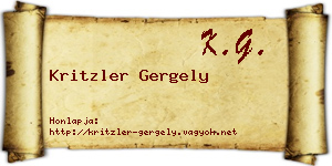 Kritzler Gergely névjegykártya